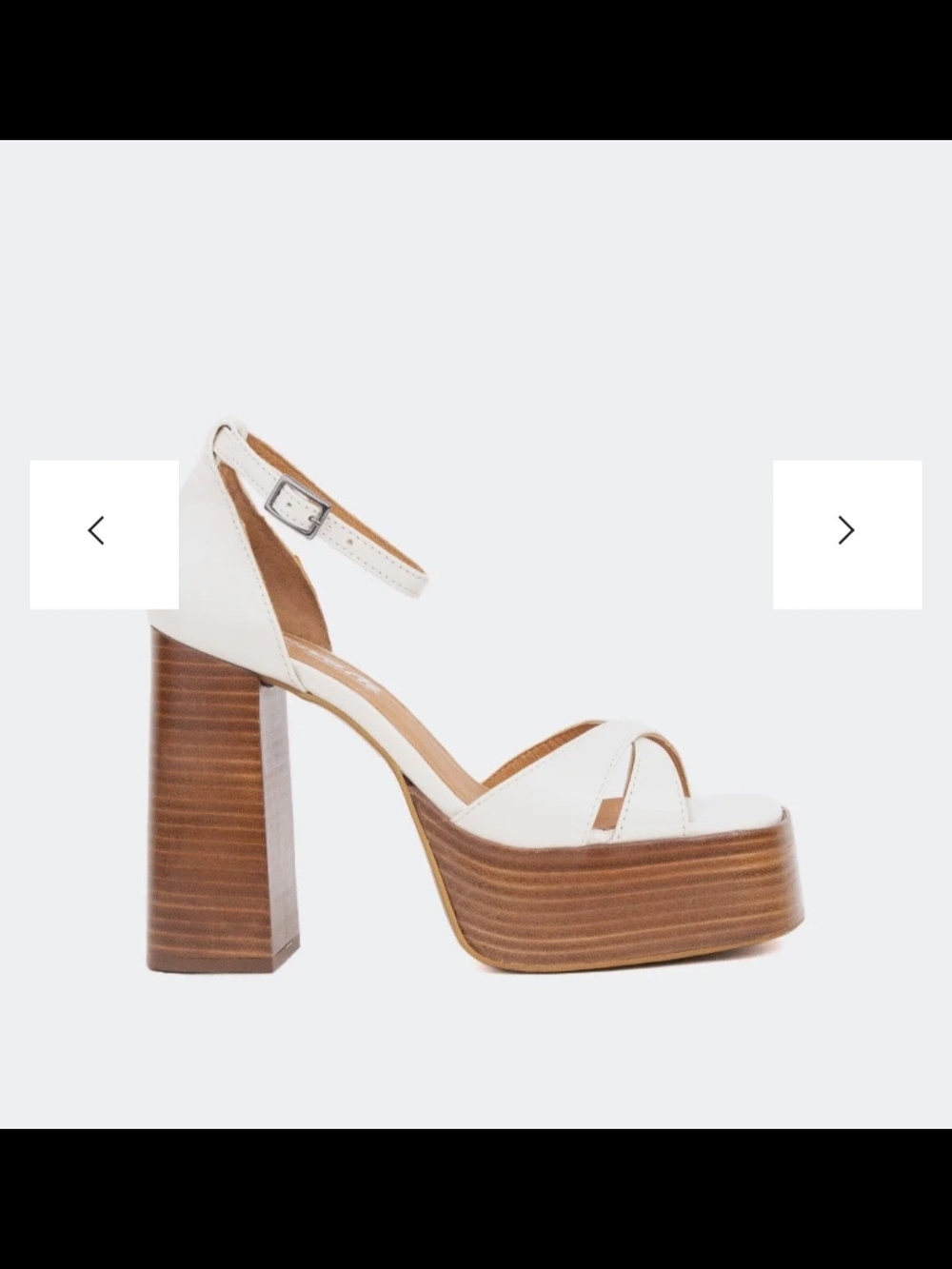 L'intervalle Leather White Platform Block Heel Sandals with Ankle Strap